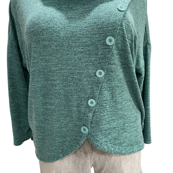 Notations Asymmetrical Button Cowl Neck Top XL Cozy Casual Fall Stylish Cabin - Picture 6 of 8